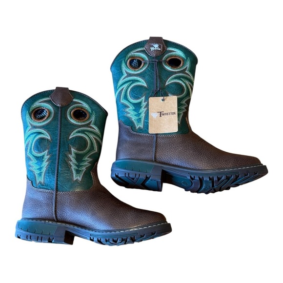 M&F Western Twister Blaise Childrens Forest Green Boots - Size 1 - Picture 2 of 10